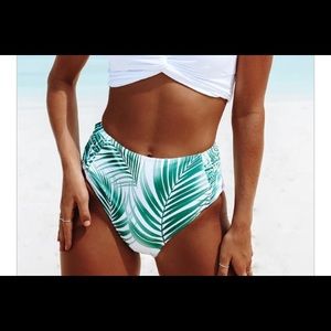 High waist leaf bikini bottoms